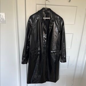 Black Faux Leather rag and bone Morin Women's Coat.